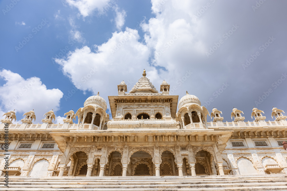 Architecture view of Jaswant Thada Cenotaph made with white marble in jodhpur built in 1899.