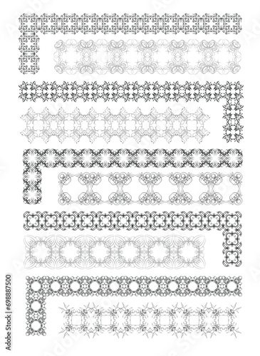 Collection of Ornamental Corners in Different Design styles. Vector illustration