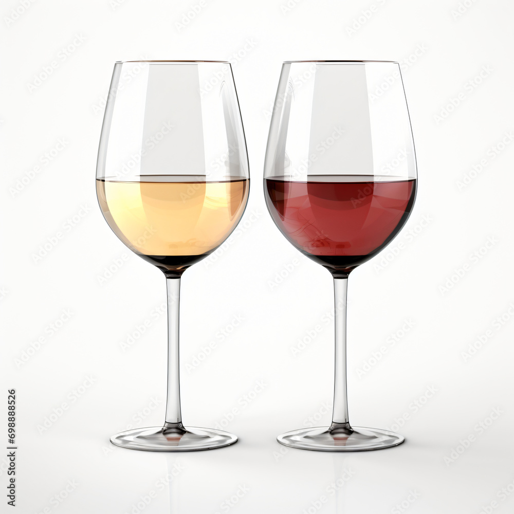 3d render glasses with white and red wine isolated generative ai 3d render glasses with white and red wine isolated generative ai