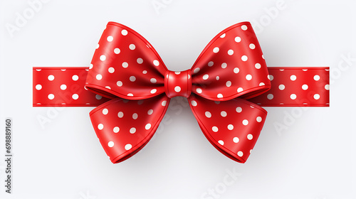 red gift ribbon bow on white background
