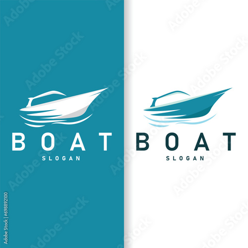 Speed boat logo vector sea ship sailboat design for ship company templet illustration