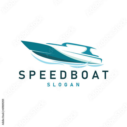 Speed boat logo vector sea ship sailboat design for ship company templet illustration