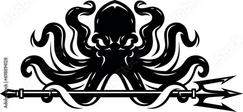 Aggressive Kraken (Octopus) Holding a Trident