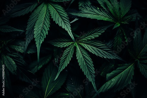 Cannabis Leaf Pattern Background Texture - Green Herbal Nature Concept for Marijuana  Hemp  CBD Oil