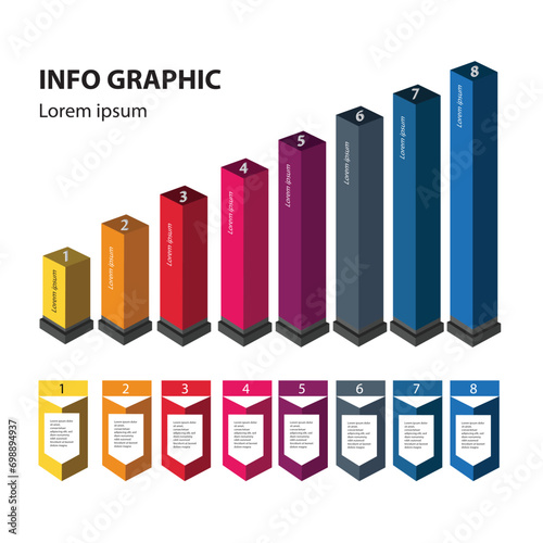 8 layered pyramidal graph for presentation business use General use, colorful style Art & Illustration