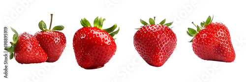 Set of Red strawberries apple isolated on a white background.