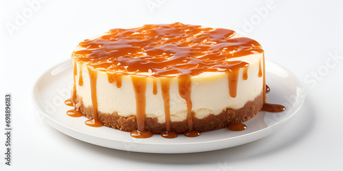  A delicious pumpkin cheesecake on a white plate isolated on a Transparent Background Treat Yourself to a Heavenly Pumpkin Cheesecake – A Delightful Culinary Masterpiece on a Clean White Plate  photo
