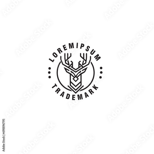 deer head geometric simple line art modern logo design vector template