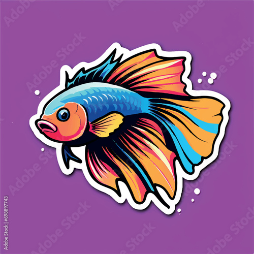 betta fish vector logo sticker © Linggakun
