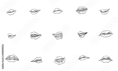human mouth handdrawn collection