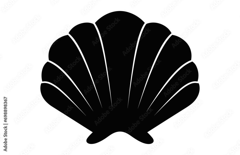 A Clam Seashell silhouette vector isolated on a white background - obrazy, fototapety, plakaty 