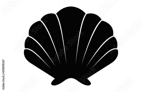 A Clam Seashell silhouette vector isolated on a white background