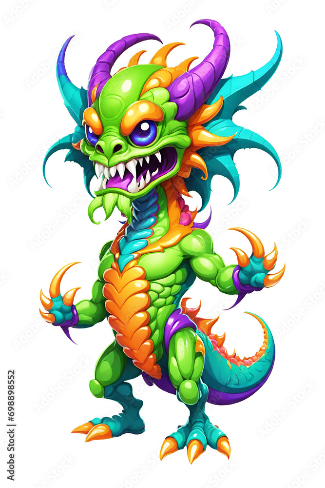 Fototapeta premium Dragon monster alien design illustration on a transparent background
