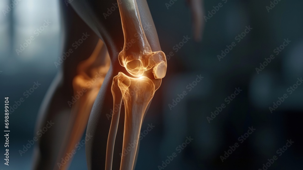 The leg and knee bone showing pain. medical use Education and Commerce - obrazy, fototapety, plakaty 