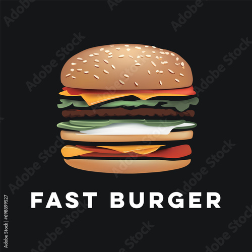 burger illustration with dark background