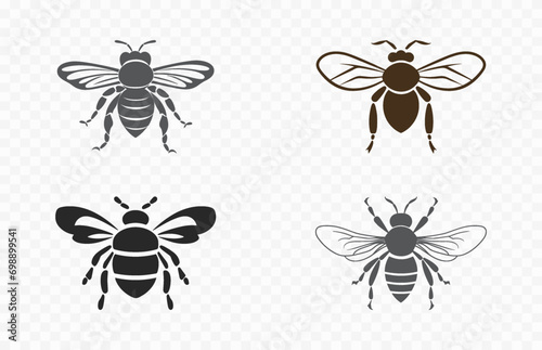 Honey Bees Colored Silhouette Vector, Flying honey Bee silhouettes Set, Bee Silhouette vector Bundle on white background © Gfx Expert Team