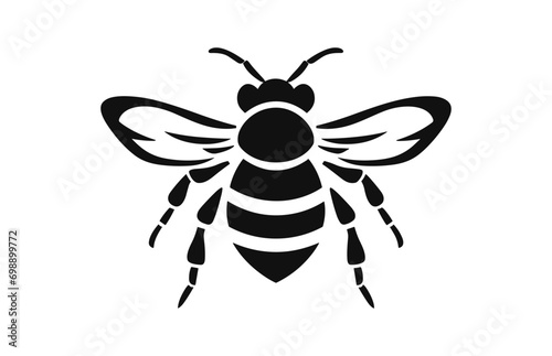 A Flying Bee black Silhouette Clipart  Honey Bee black Vector