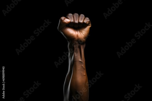 Close up of an african american fist raised