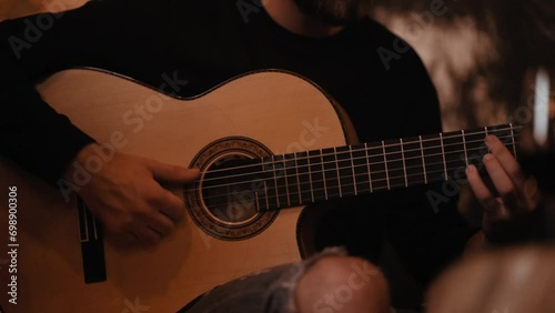 Close-up of flamenco guitar in Cadiz, Spain photo