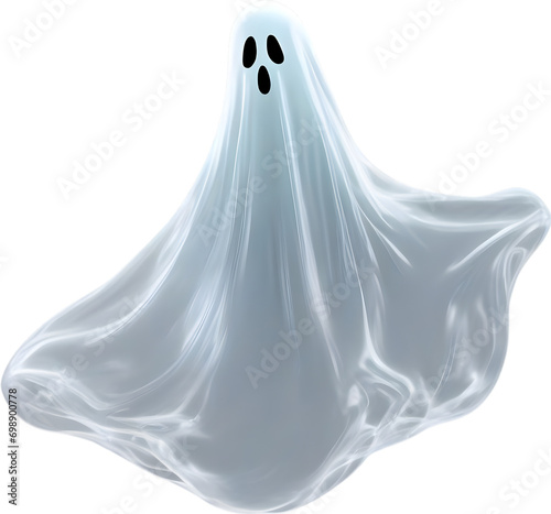 A close-up of a scary ghost, a close-up of a scary ghost floating in the air for decoration.  photo