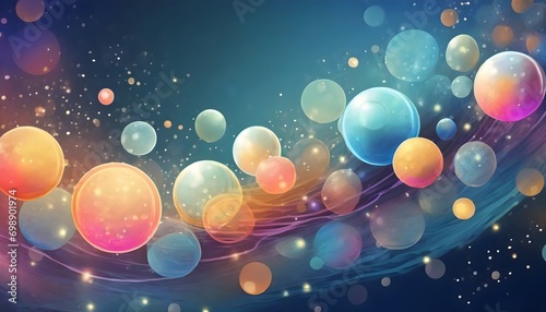 abstract blue background with bubbles, space art, vibrant colors, wallpaper 
