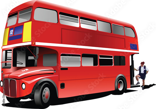 .London double Decker  red bus. Vector 3d illustration