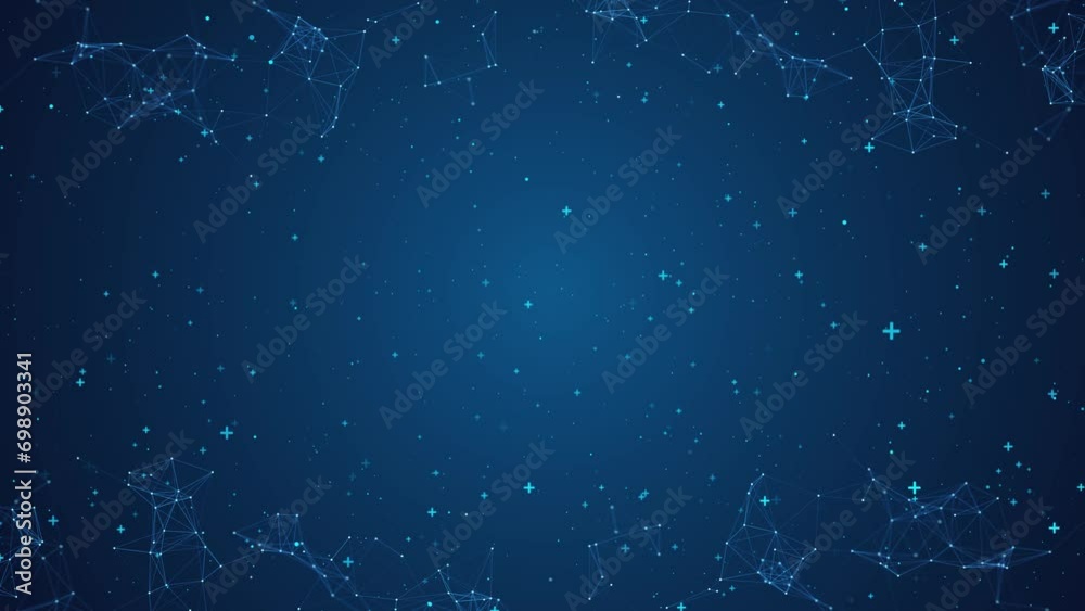 3D Abstract Futuristics computer medical science concept. blue blurred geometry wireframe network space background. healthcare technology, innovation health, research. Infographic. biology, chemistry.