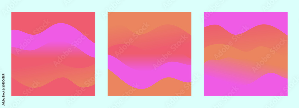 Set of colourful, wavy and bright backgrounds