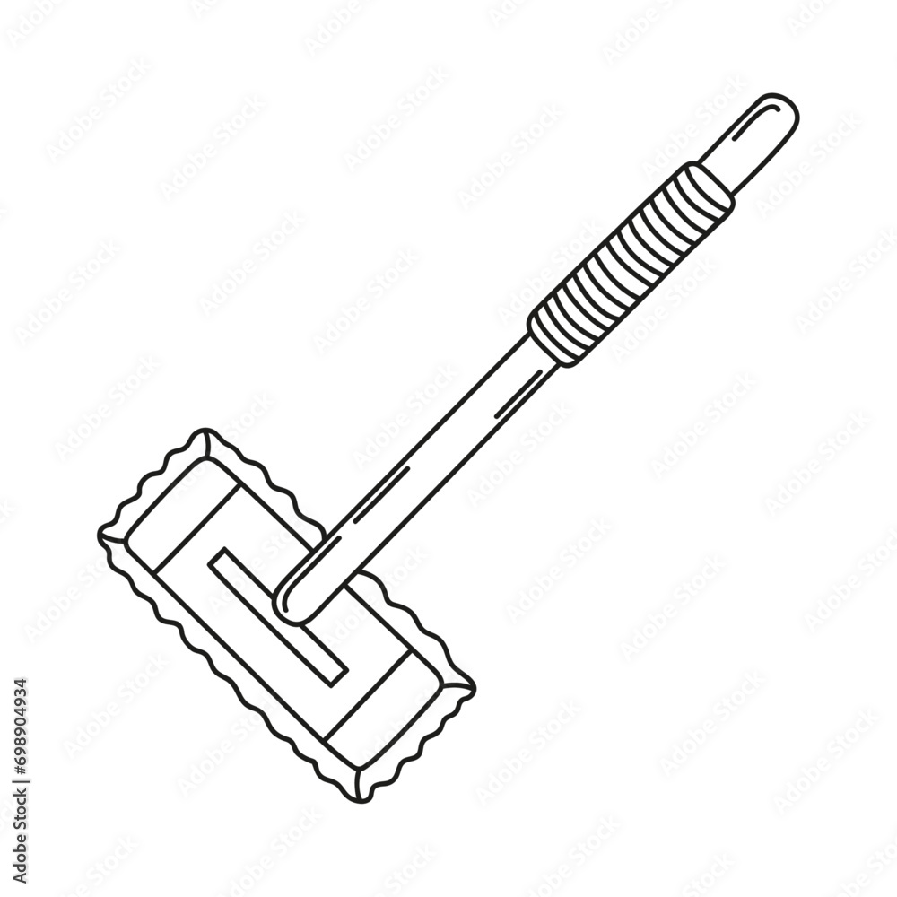 Hand drawn floor mop on a white isolated background. Cleaning equipment and supplies, home keeping. Doodle, simple outline illustration.