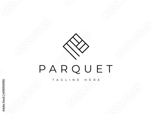 floor parquet tile line logo design