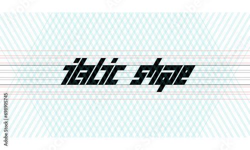 Editable italic text concept with grid template.