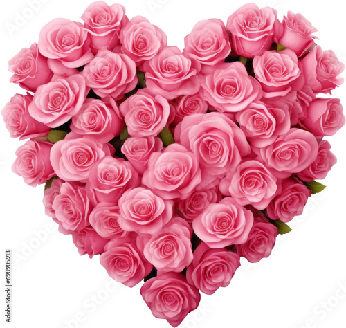 Bouquet of Affection, Heart-Shaped Pink Rose Bouquet, Symbolic Floral Arrangement, flower, birthday, Love, Valentine, PNG, Transparent, isolate.