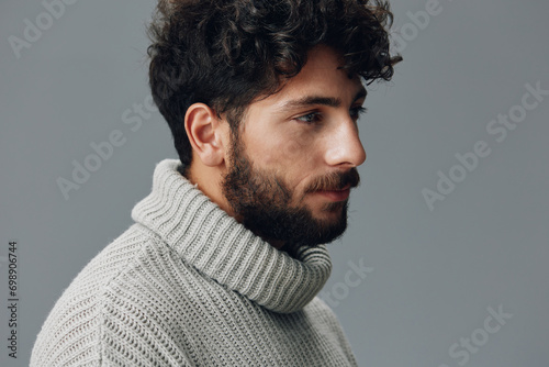 Model man beard portrait adult young caucasian male person face handsome photo