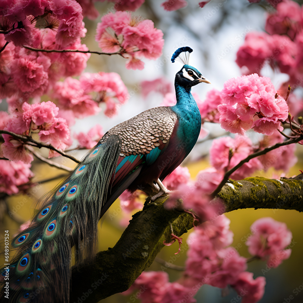 Naklejka premium peacock on a branch