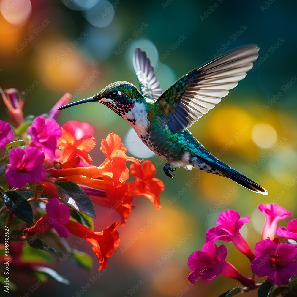 hummingbird feeding on flower hummingbird feeding on flower