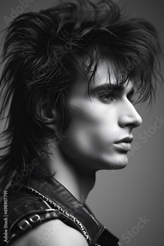 Close-up of Modern Mullet Hairstyle, young attractive model