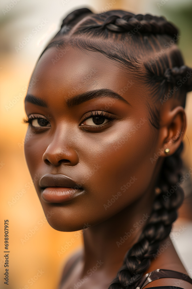 Close-up of Cornrows Hairstyle, young attractive model Close-up of Cornrows Hairstyle, young attractive model