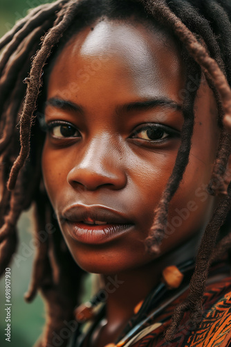 Close-up of Dreadlocks Hairstyle, young attractive model
