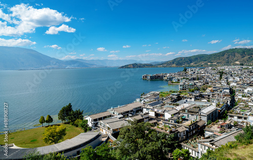 Famous Dali old town and and Erhai lake in Yunnan, China