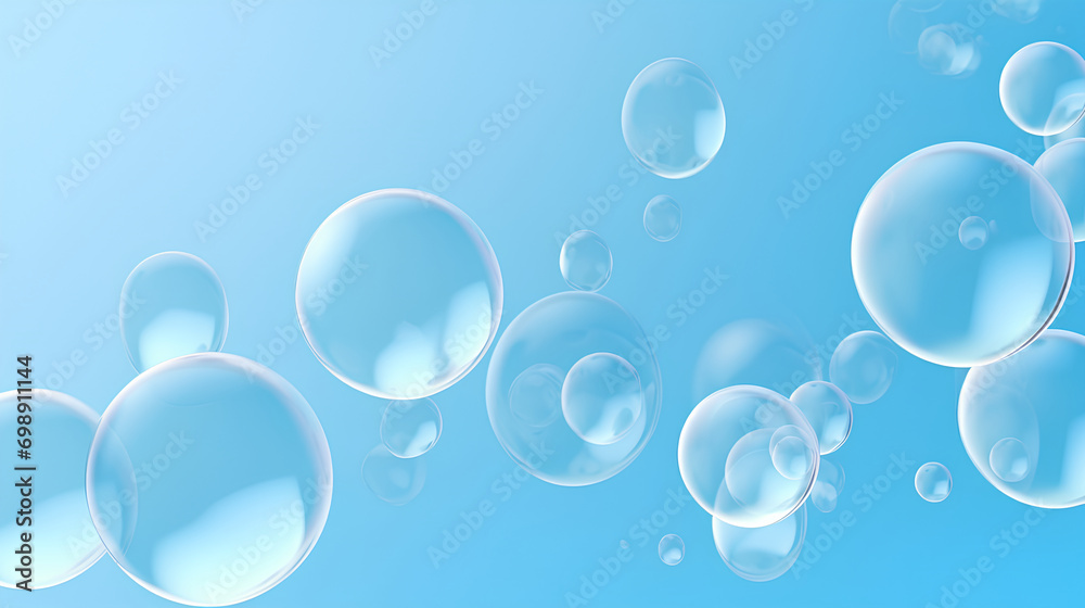 Flat background bubbles, multi shades of blue.