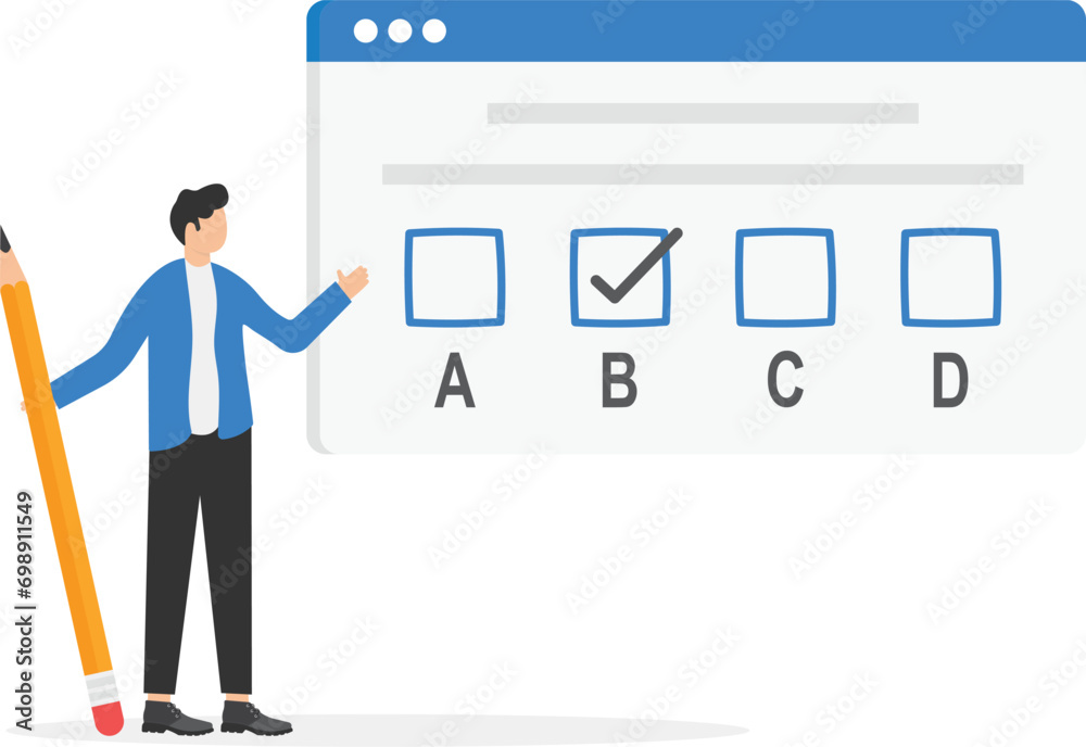 People choosing answer in questionnaire form with checklist. Concept of ...