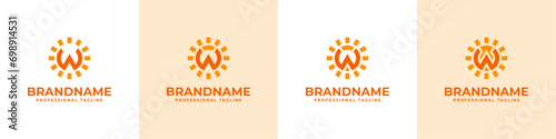 Letter W Sun Logo Set, suitable for business related to solar with W initial