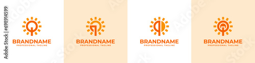 Letter Q Sun Logo Set, suitable for business related to solar with Q initial