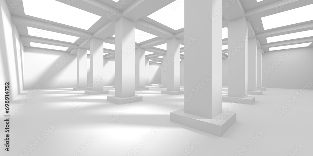 Minimalistic room space. White clean empty architecture interior Minimalistic room space. White clean empty architecture interior