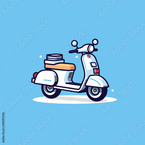 Delivery man riding a scooter illustration  Food delivery vector