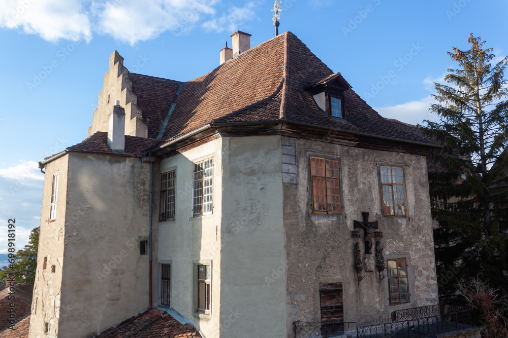 Old castle in Meersburg on a sunny autumn day