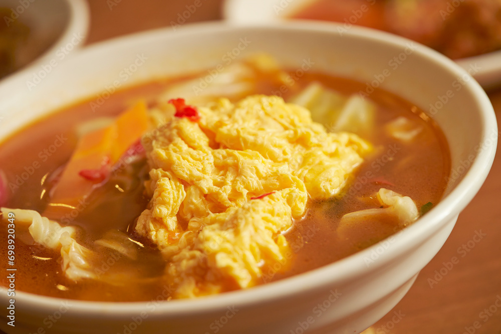 Japanese style ramen with various toppings Japanese style ramen with various toppings