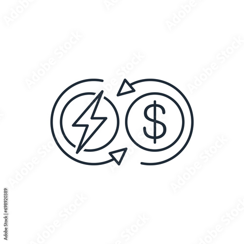 Energy Saving Related. Renewable energy investment ,  funding.  Vector linear icon illustration isolated on white background.