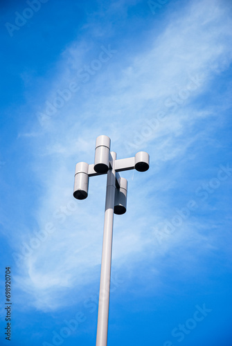 street lamp on blue sky background