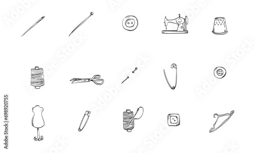 sewing equipment handdrawn collection